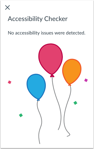 No accessibility issues were detected. This image indicates that all issues have been fixed.