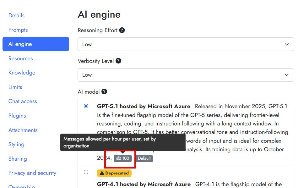 Cogniti AI engine Limits