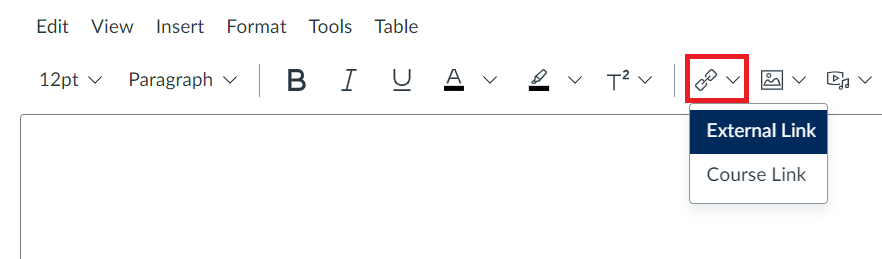 Add External Link in Rich Content Editor in Quercus