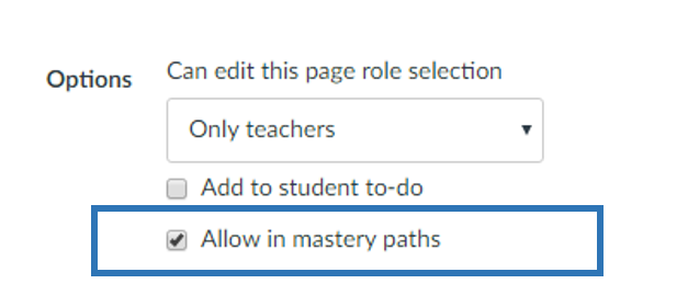 Select box beside Allow in mastery paths