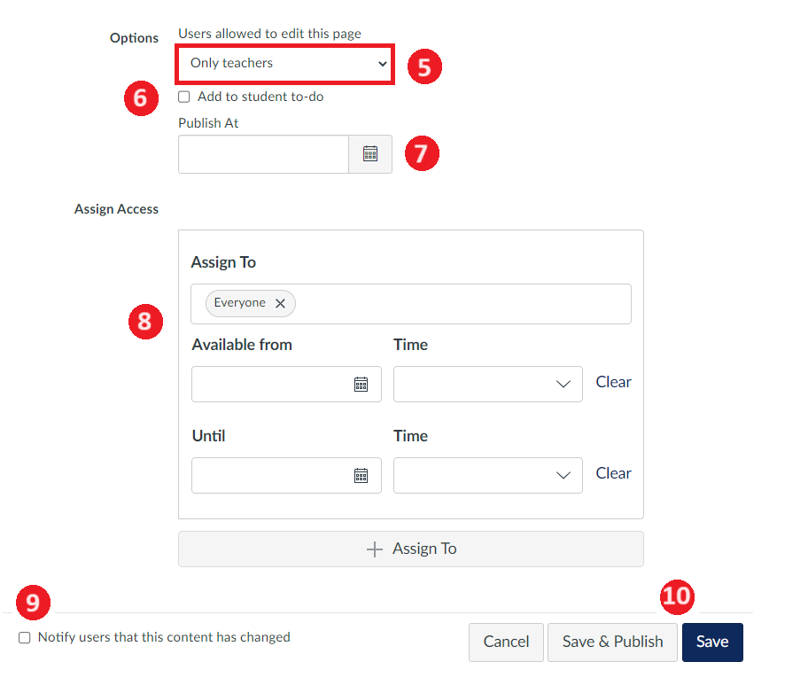 Quercus Page Options