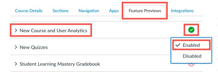 Enable New Analytics in course