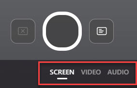 Screen, video, or audio options for recording