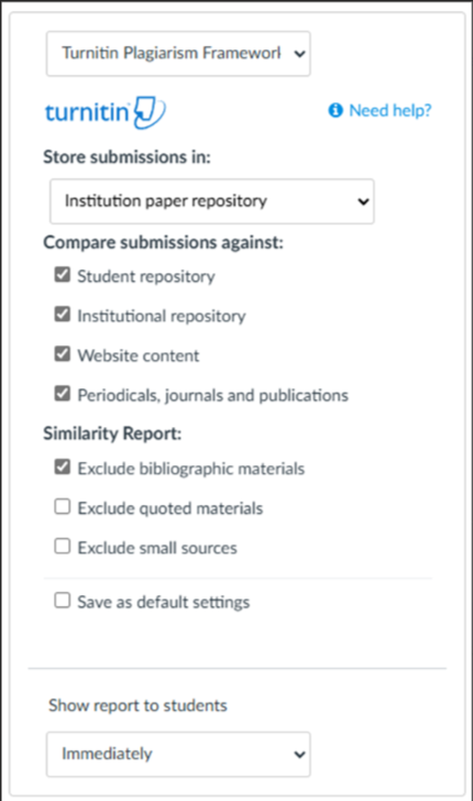 Turnitin Settings