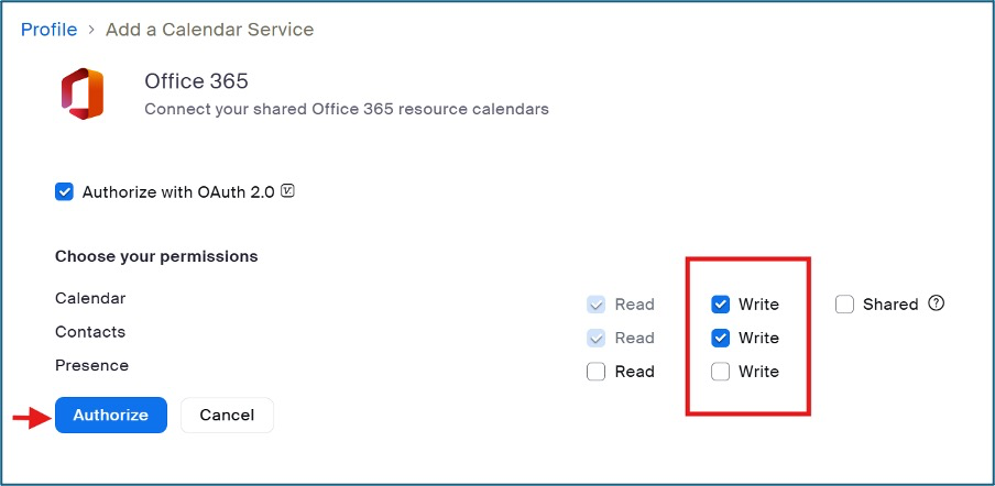 Zoom Calendar Configuration