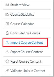 Import Course Content
