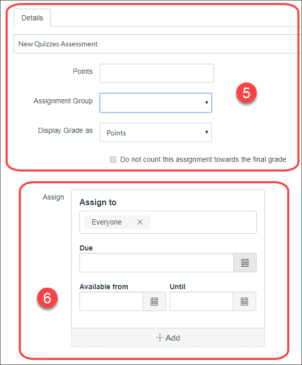 Assign assessment with details